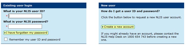 Creating a new user in NLIS